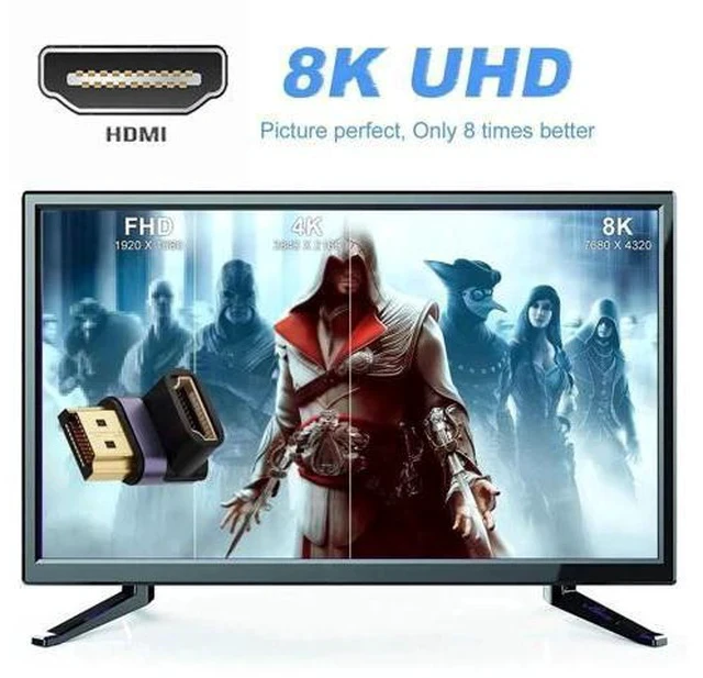 Alt view image 4 of 6 - Vertical Down 90 Degree HDMI 2.1 Extension Adapter, HDMI Male to Female Low Profile Connector Supports 8K@60Hz UHD HDTV