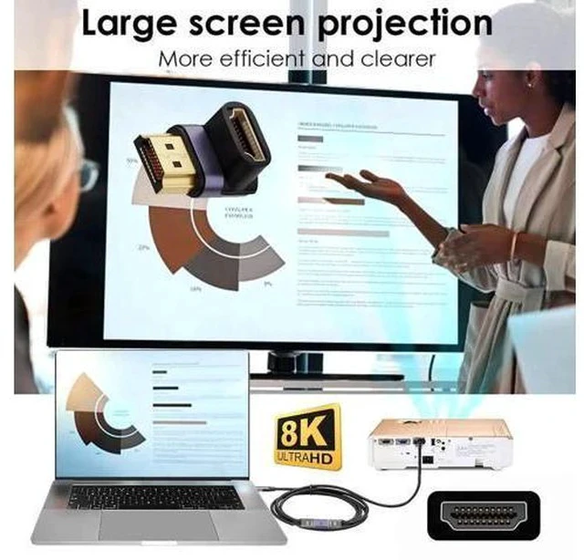 Alt view image 6 of 6 - Vertical Down 90 Degree HDMI 2.1 Extension Adapter, HDMI Male to Female Low Profile Connector Supports 8K@60Hz UHD HDTV
