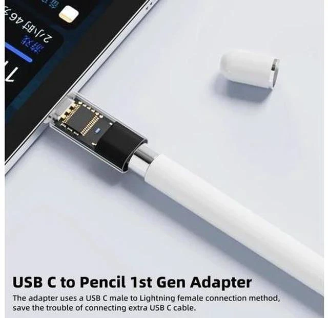 Alt view image 2 of 6 - Transparent USB-C Male to Apple Pencil 1st Gen Charging Adapter, Type-C Charging Dongle Connector Compatible with iPad 10th Generation