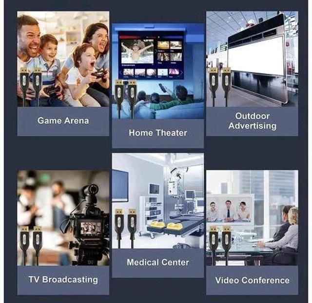 Alt view image 2 of 7 - 3.3FT Black Fiber Optic DP 1.4 Cable, 32.4Gbps Bandwidth Supports 8K@60Hz 4K@144Hz HDR HDCP2.2 3D for VR Headset Gaming Monitor