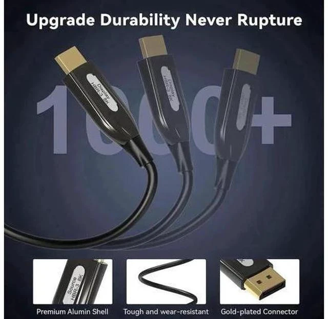 Alt view image 3 of 7 - 3.3FT Black Fiber Optic DP 1.4 Cable, 32.4Gbps Bandwidth Supports 8K@60Hz 4K@144Hz HDR HDCP2.2 3D for VR Headset Gaming Monitor