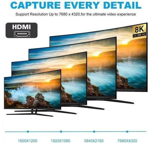 Alt view image 5 of 7 - Vertical Left Down 90 Degree Low Profile HDMI 2.1 Extension Adapter, HDMI Male to Female Connector Supports 8K@60Hz UHD HDTV