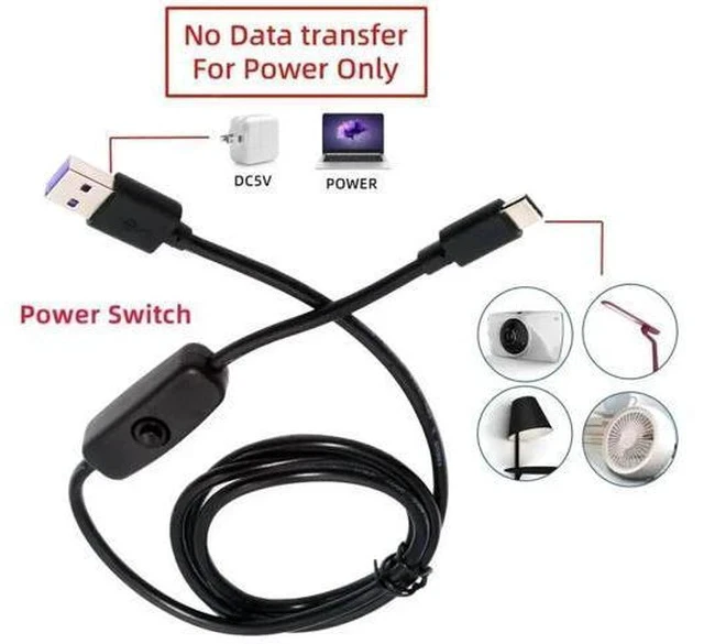 Alt view image 7 of 7 - Ultra Mini USB-C OTG Adapter, USB 2.0 Male to Type-C Male Cable with On/Off Switch, 5V Power Extension Cord for Phone Tablet
