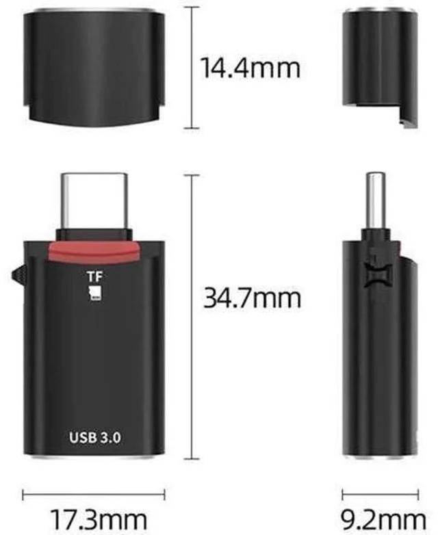 Alt view image 3 of 7 - 2-in-1 USB-C OTG Card Reader, Type-C to USB Female + TF Micro SD Combo Adapter