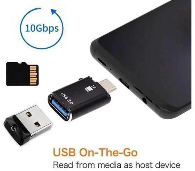 Alt view image 2 of 7 - 2-in-1 USB-C OTG Card Reader, Type-C to USB Female + TF Micro SD Combo Adapter