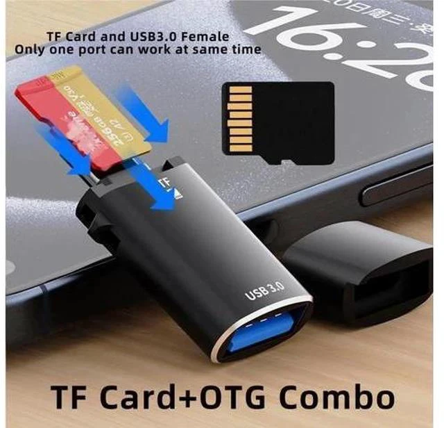 Alt view image 7 of 7 - 2-in-1 USB-C OTG Card Reader, Type-C to USB Female + TF Micro SD Combo Adapter