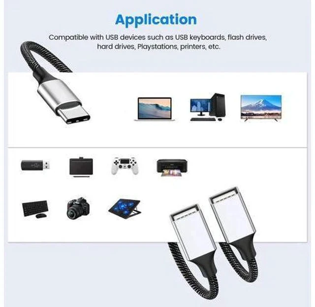 Alt view image 4 of 7 - 0.8FT USB-C Male to Dual USB-A 2.0 Female OTG Splitter Adapter, 2-Port Type-C Hub for Phones, Laptops & Game Consoles