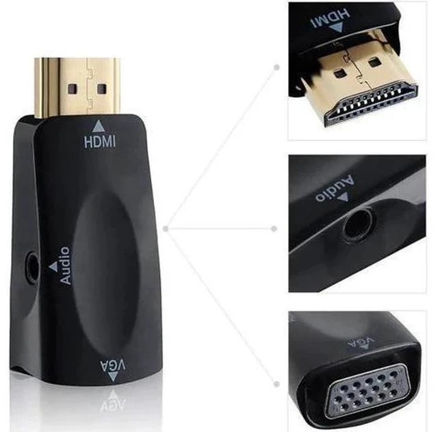 Alt view image 6 of 7 - Gold-Plated 1080P HDMI to VGA Video Adapter Converter Black, Digital HDMI to Analog VGA Connector for PC Laptop Desktop DVD TV TV Box