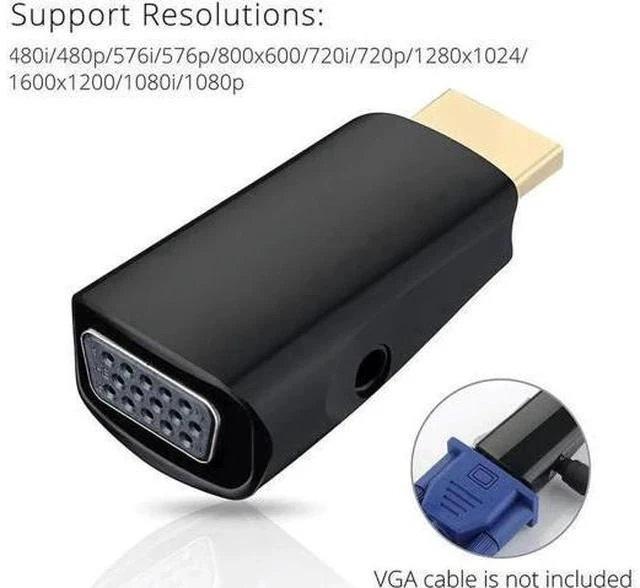 Alt view image 7 of 7 - Gold-Plated 1080P HDMI to VGA Video Adapter Converter Black, Digital HDMI to Analog VGA Connector for PC Laptop Desktop DVD TV TV Box
