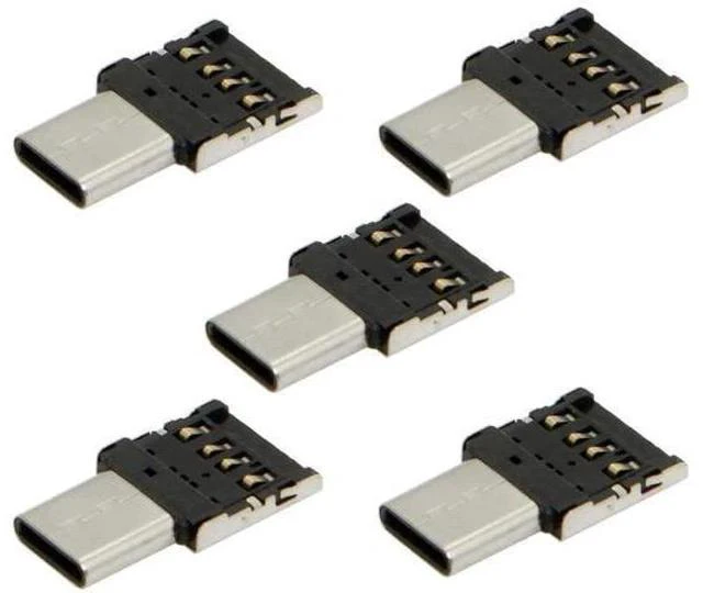 Main image of 5 Pack Ultra Mini USB-C Male to USB 2.0 Female OTG Adapter, Portable Type-C OTG Connector for Phone, Tablet, Laptop