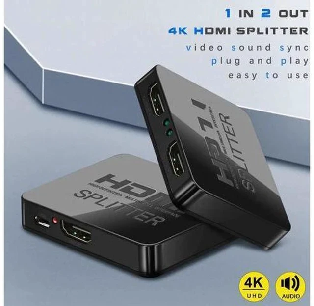 Alt view image 3 of 6 - 1 in 2 Out 4K HDMI Splitter, Mirror Only Dual Monitor Hub with Sync Audio for PC, Laptop, MacBook, GPU, TV