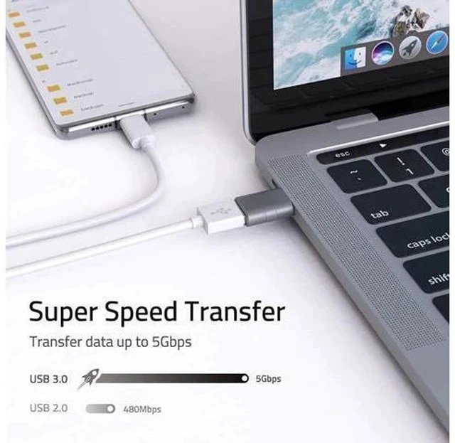 Alt view image 3 of 6 - 2 Pack USB-C to USB 3.0 Adapter, Thunderbolt 3 Compatible Converter, Space Grey for MacBook, XPS & Type C Devices