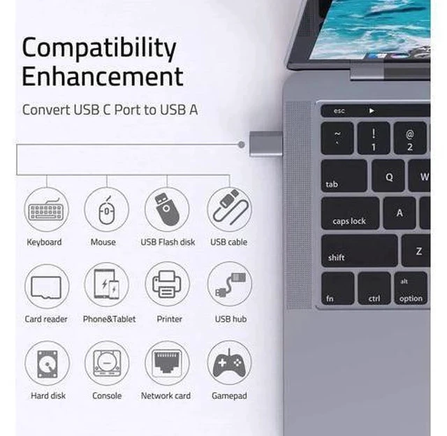 Alt view image 6 of 6 - 2 Pack USB-C to USB 3.0 Adapter, Thunderbolt 3 Compatible Converter, Space Grey for MacBook, XPS & Type C Devices