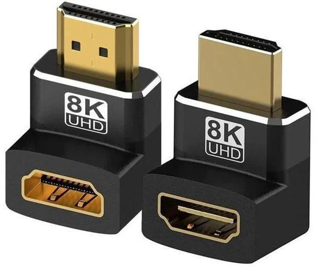 Main image of 2-Pack 8K HDMI 2.1 Right Angle Adapters, 90° & 270° L-Shaped Male to Female Connectors, Support 8K@60Hz, 4K@120Hz HDR for HDTV, Laptop, PS4/PS5, Xbox