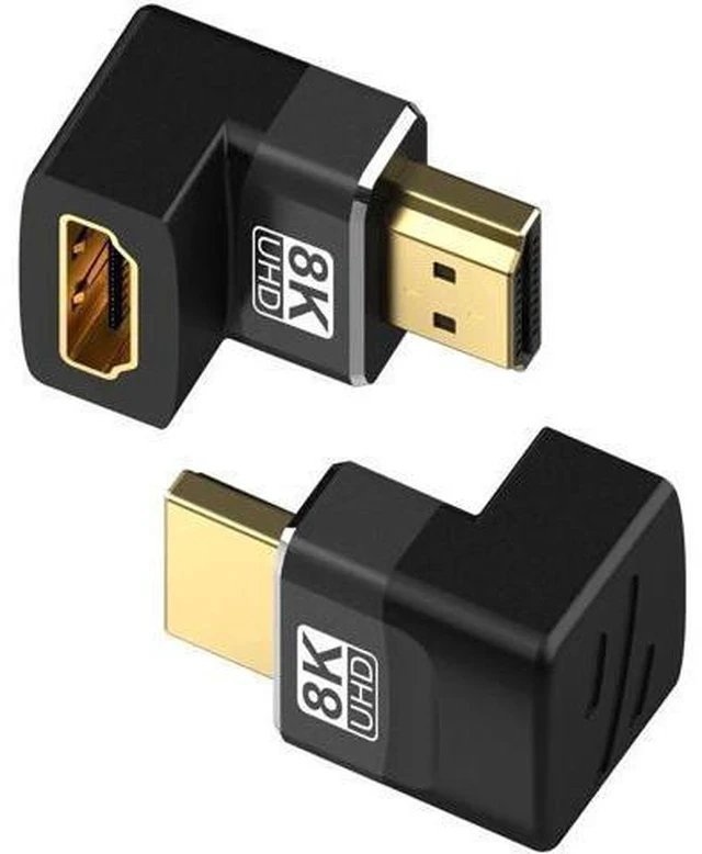 Alt view image 7 of 7 - 2-Pack 8K HDMI 2.1 Right Angle Adapters, 90° & 270° L-Shaped Male to Female Connectors, Support 8K@60Hz, 4K@120Hz HDR for HDTV, Laptop, PS4/PS5, Xbox