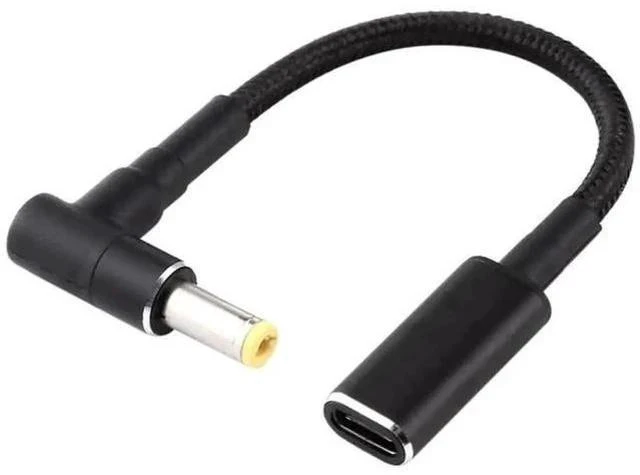 Main image of Right Angle DC 5.5×2.5mm to USB-C PD 100W Nylon Braided Power Cable | Fixed 18.5V~20V Trigger Adapter Cord