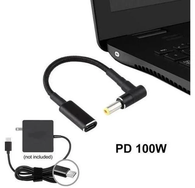 Alt view image 4 of 5 - Right Angle DC 5.5×2.5mm to USB-C PD 100W Nylon Braided Power Cable | Fixed 18.5V~20V Trigger Adapter Cord