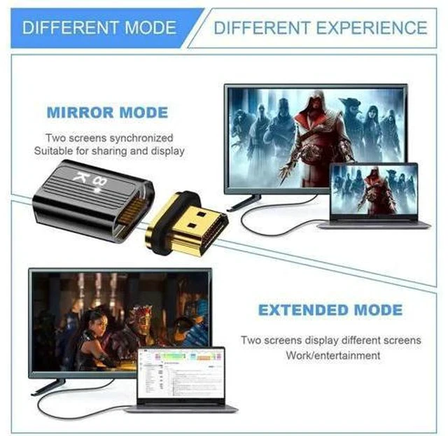 Alt view image 2 of 7 - Magnetic HDMI 2.1 Gender Changer Male to Female Adapter with Full 19Pin Contacts, Supports 8K Video Transmission for Laptops, HDTVs & Monitors