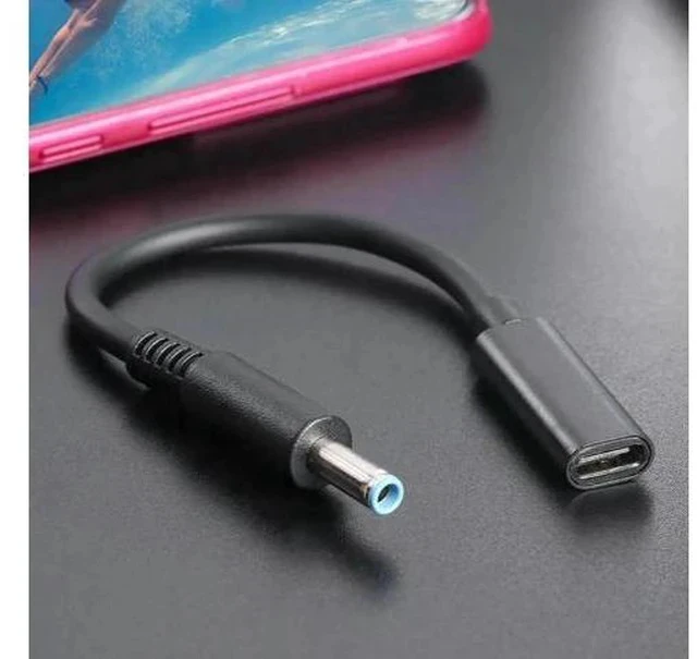 Alt view image 2 of 3 - PD USB Type C Female to 4.5x3.0mm DC Jack Charger Adapter Cable for HP Laptop