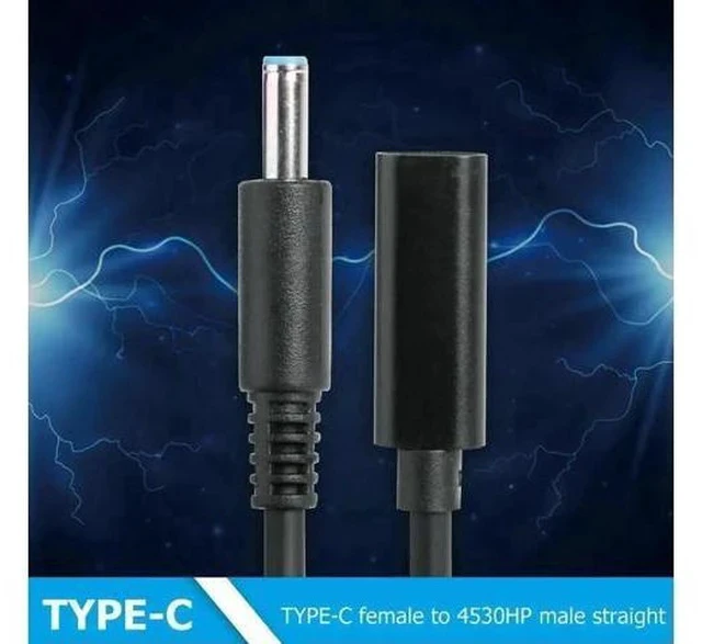 Alt view image 3 of 3 - PD USB Type C Female to 4.5x3.0mm DC Jack Charger Adapter Cable for HP Laptop