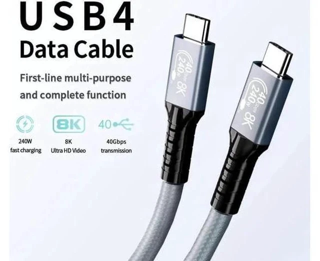 Alt view image 3 of 7 - 1.6FT 240W USB4 USB-C to USB-C Cable | 40Gbps, 8K/5K@60Hz Video, Thunderbolt 3/4 Compatible for MacBook, eGPU & Docking Station