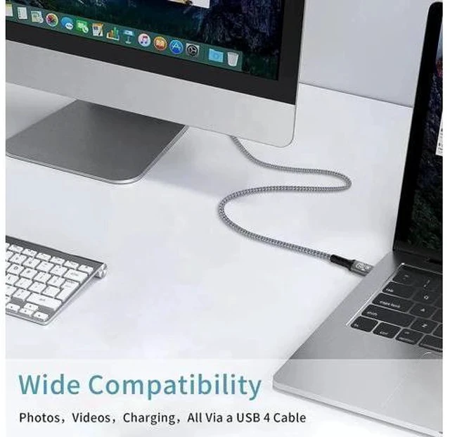 Alt view image 6 of 7 - 1.6FT 240W USB4 USB-C to USB-C Cable | 40Gbps, 8K/5K@60Hz Video, Thunderbolt 3/4 Compatible for MacBook, eGPU & Docking Station