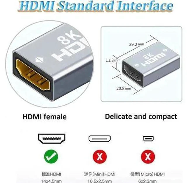 Alt view image 2 of 7 - 2 Pack Aluminum Alloy HDMI 2.1 Female to Female Coupler, 8K HDMI Cable Extender Adapter for HDTV, PS4, PS5, Laptops, Monitors