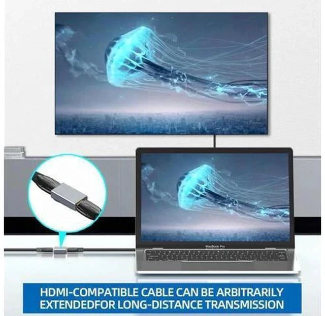Alt view image 4 of 7 - 2 Pack Aluminum Alloy HDMI 2.1 Female to Female Coupler, 8K HDMI Cable Extender Adapter for HDTV, PS4, PS5, Laptops, Monitors