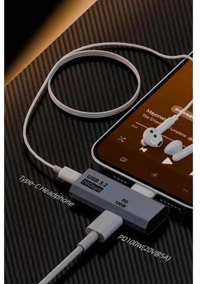 Alt view image 3 of 6 - 2-in-1 USB C Splitter, Grey Dual Type C Audio & 100W Charging Dongle for iPhone 15/16, iPad, Steam Deck, Rog Ally, No Video Transmission