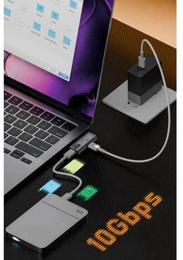 Alt view image 6 of 6 - 2-in-1 USB C Splitter, Grey Dual Type C Audio & 100W Charging Dongle for iPhone 15/16, iPad, Steam Deck, Rog Ally, No Video Transmission