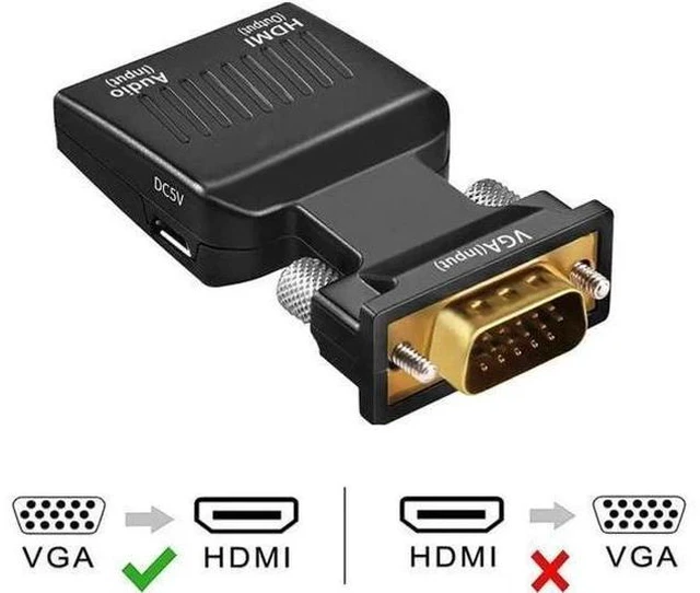 Main image of 1080P VGA Male to HDMI Female Adapter, VGA to HDMI Video Audio Converter with USB Power Cable & 3.5mm Audio Cord for PC Laptop to HDMI Monitor Projector TV