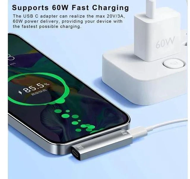 Alt view image 4 of 6 - 2-in-1 USB C Audio Charging Splitter Dongle, USB Type C to 3.5mm Headphone Jack with 60W PD Fast Charge for iPhone 15/16, iPad, Galaxy, Pixel Phones
