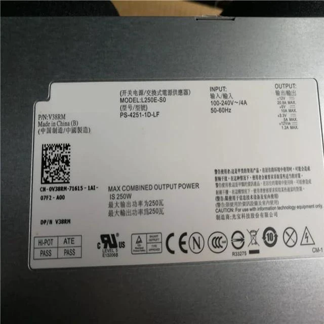 Alt view image 6 of 6 - PSU for R210 R220 250W Power Supply N250E-S0 NPS-250NB A 6HTWP L250E-S0 PS-4251-1D-LF V38RM D221N C627N CKMX0