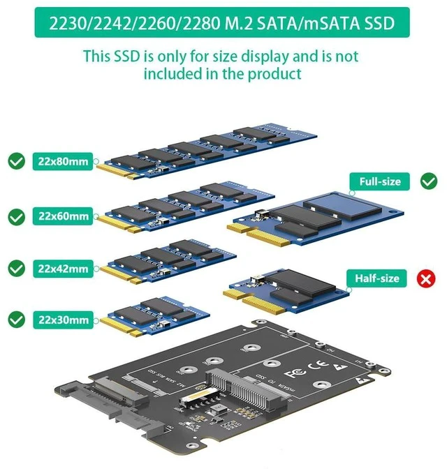 Alt view image 5 of 7 - M.2 SSD to SATA3 External Adapter Enclosure 2-in-1 Converter for NGFF & mSATA Drives, SATA III Portable Hard Drive Case, Dual-Use Design