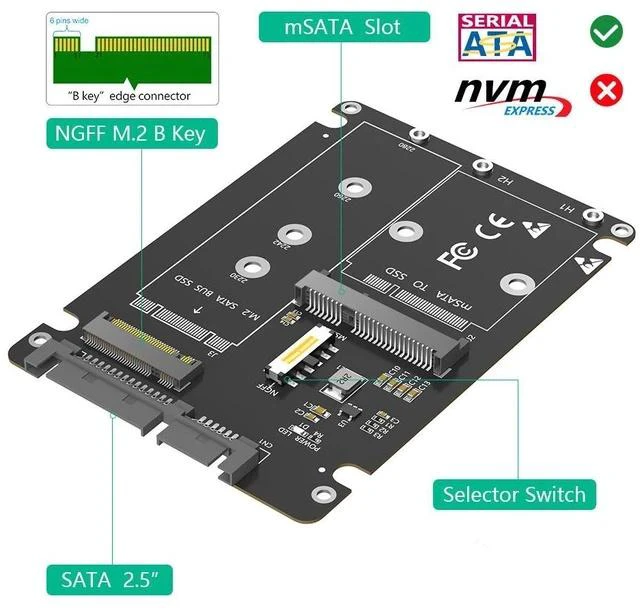 Alt view image 6 of 7 - M.2 SSD to SATA3 External Adapter Enclosure 2-in-1 Converter for NGFF & mSATA Drives, SATA III Portable Hard Drive Case, Dual-Use Design