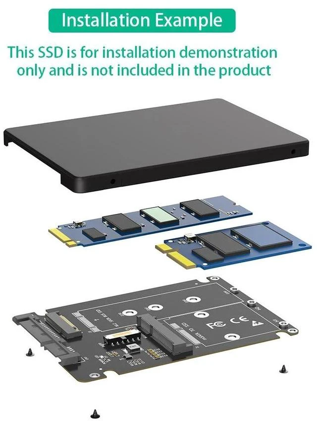 Alt view image 7 of 7 - M.2 SSD to SATA3 External Adapter Enclosure 2-in-1 Converter for NGFF & mSATA Drives, SATA III Portable Hard Drive Case, Dual-Use Design