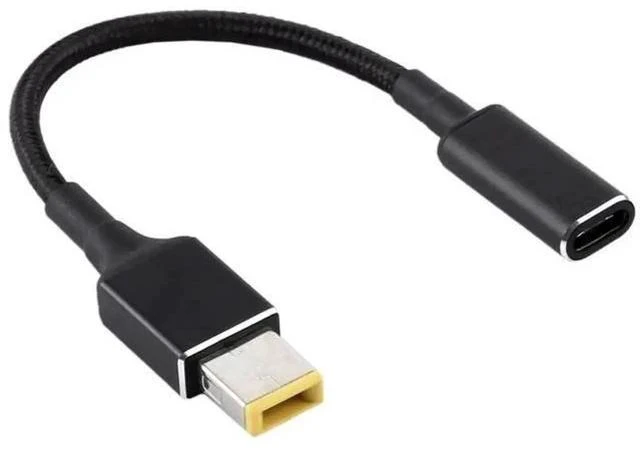 Main image of 100W PD Nylon Braided Power Cable, 18.5-20V Big Square Male Plug to USB-C Type-C Fast Charging Adapter Cord