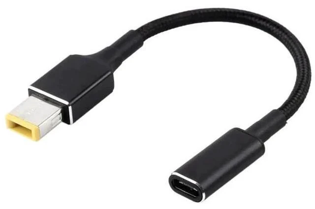 Alt view image 3 of 5 - 100W PD Nylon Braided Power Cable, 18.5-20V Big Square Male Plug to USB-C Type-C Fast Charging Adapter Cord