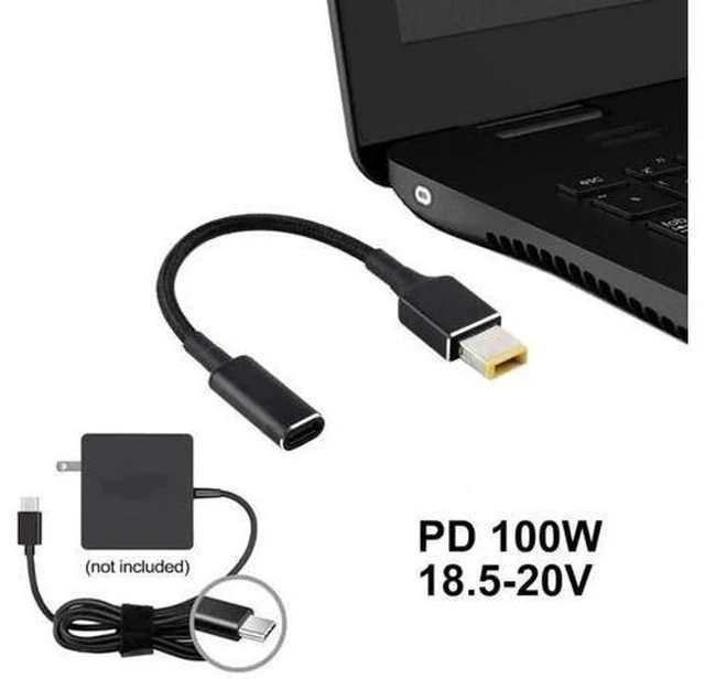 Alt view image 5 of 5 - 100W PD Nylon Braided Power Cable, 18.5-20V Big Square Male Plug to USB-C Type-C Fast Charging Adapter Cord