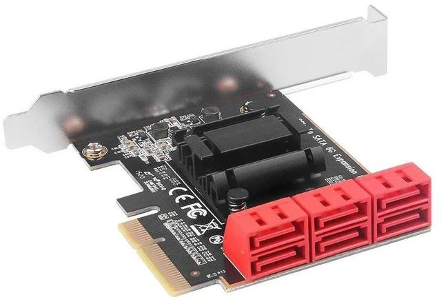 Alt view image 2 of 4 - PCIe x4 to 6-Port SATA 3.0 Hard Drive Expansion Card PCI-E to SATA III Adapter, ASM1166 Chipset, 6 x 6Gbps SATA Ports for Desktop / Server / NAS