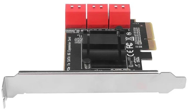 Alt view image 3 of 4 - PCIe x4 to 6-Port SATA 3.0 Hard Drive Expansion Card PCI-E to SATA III Adapter, ASM1166 Chipset, 6 x 6Gbps SATA Ports for Desktop / Server / NAS