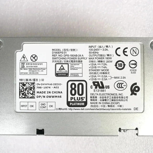 Alt view image 2 of 3 - Power Supply 180W L180ES-01 L180AS-00 D180EPS-01 H180AS-02 HU180ES-01 AC180AS-01 L180AS-01 H180ES-00 D180ES-01