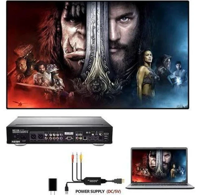 Alt view image 4 of 7 - 3RCA AV to HDMI Converter Cable, Composite CVBS RCA to HDMI Adapter Supports PAL/NTSC 1080P for VCR, DVD, Game Consoles & Old Cameras