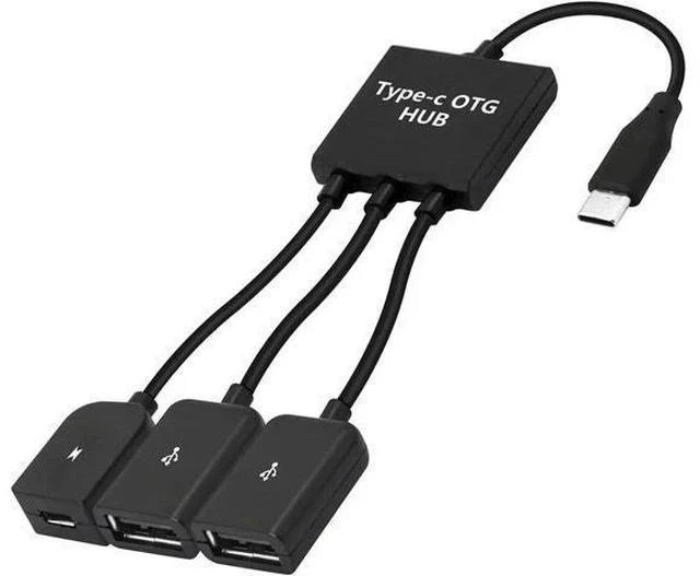 Main image of USB-C Male to Dual USB-A Female + Micro USB OTG Splitter Adapter for Android Smartphones & Tablets