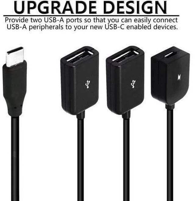 Alt view image 2 of 5 - USB-C Male to Dual USB-A Female + Micro USB OTG Splitter Adapter for Android Smartphones & Tablets