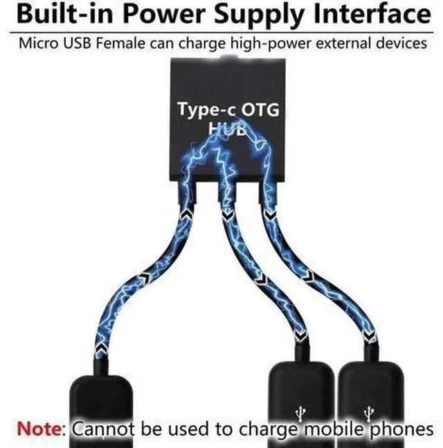 Alt view image 4 of 5 - USB-C Male to Dual USB-A Female + Micro USB OTG Splitter Adapter for Android Smartphones & Tablets