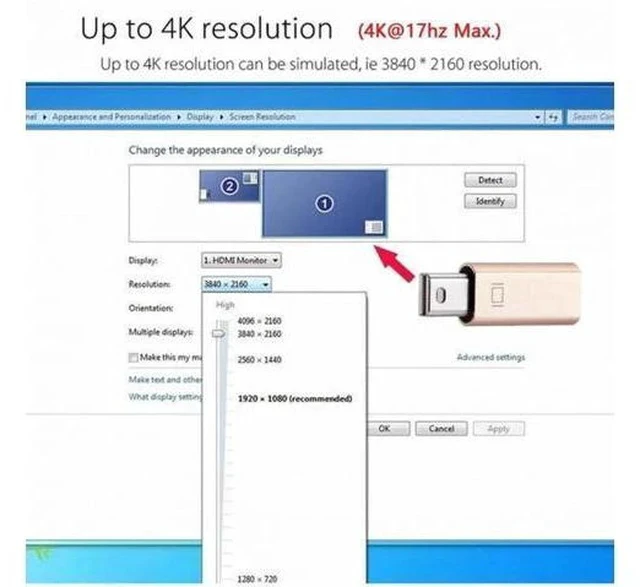 Alt view image 7 of 7 - Gold Mini DP Virtual Display Dummy Plug, 4K Mini DisplayPort Headless Ghost Monitor Emulator with DDC EDID, 4K@17Hz Display Emulator Adapter for Mining Rigs, Remote Desktop, Streaming & Rendering PCs