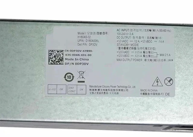 Alt view image 3 of 3 - Power Supply 180W L180ES-01 L180AS-00 D180EPS-01 H180AS-02 HU180ES-01 AC180AS-01 L180AS-01 H180ES-00 D180ES-01