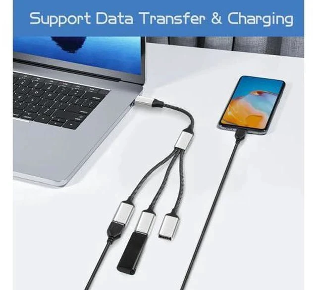 Alt view image 6 of 7 - 20CM USB-C OTG Y Splitter Cable, USB 3.0 Type C Male to 3-Port USB A Female Multiport Hub for Car, Laptop & PC