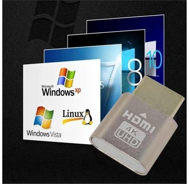 Alt view image 4 of 6 - 1PCS 4K HDMI Dummy Plug EDID Emulator, Headless Virtual Display Adapter Supports 4K 60Hz 1440P for Windows Mac Linux